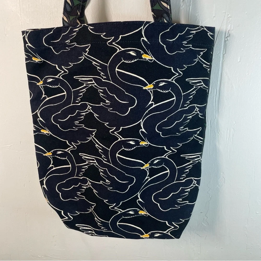 Tory Burch Printed Canvas Tote Everywhere Curly Ribbons - Black Swan